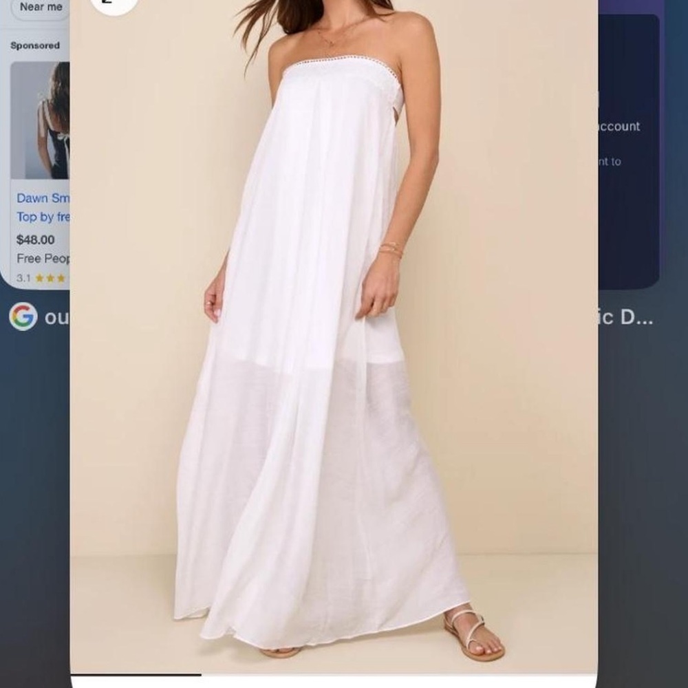 Lulus white straplesss goddess maxi dress
